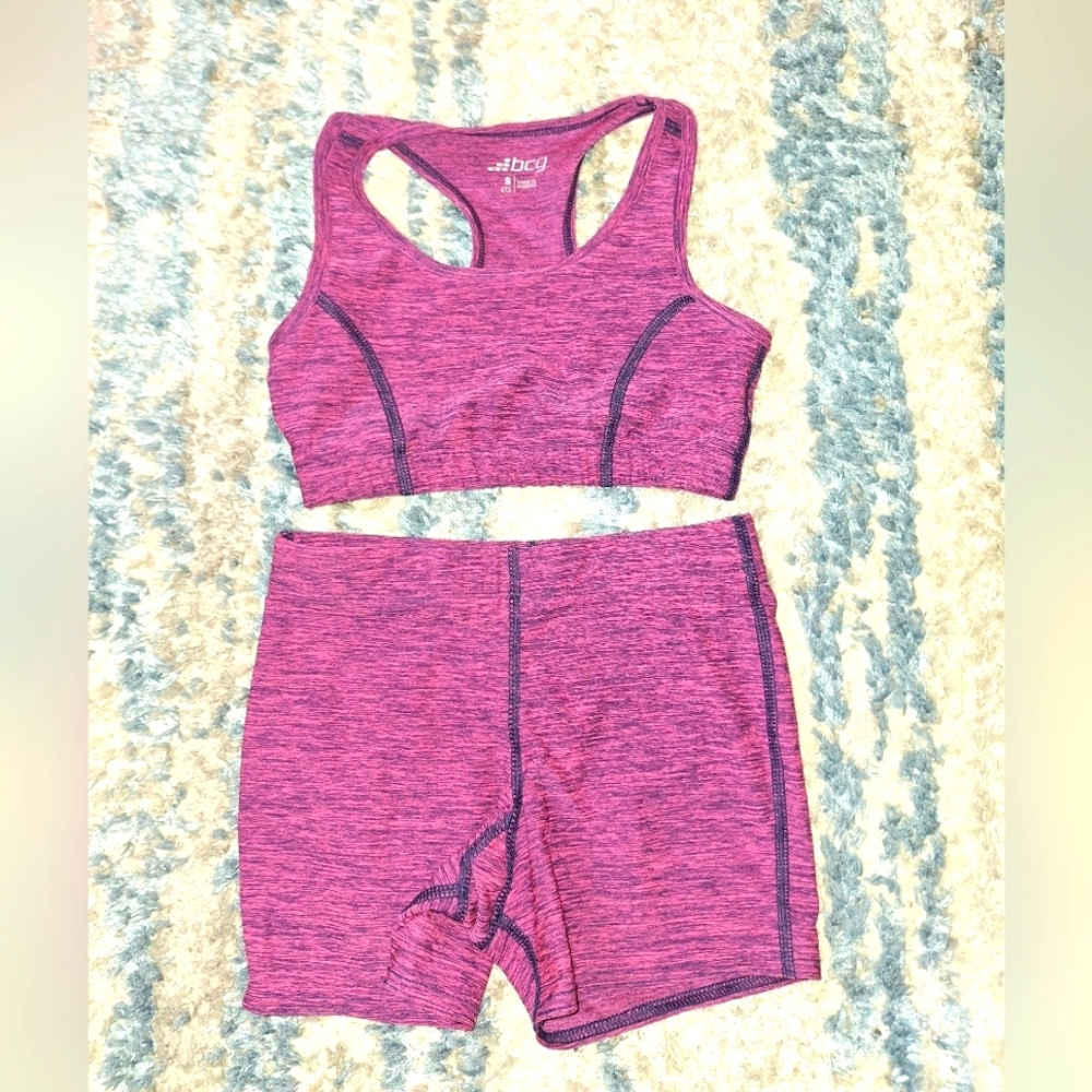 BCG Sports Bra Girls Small Magenta Activewear Racerback Straps